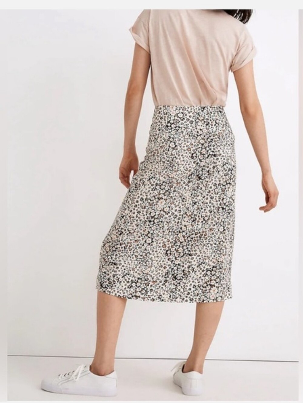 MADEWELL SIDE BUTTON  STRAIGHT MIDI SKIRT IN DAISY GROOVE  SZ 12 - Picture 4 of 12